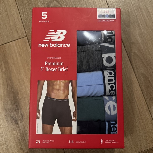 New Balance 5 Pack Performance Premium 5" Boxer Briefs Underwear Medium (32-34) - Picture 1 of 7